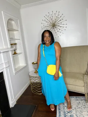 Hi-low Maxi Dress- Ice Blue