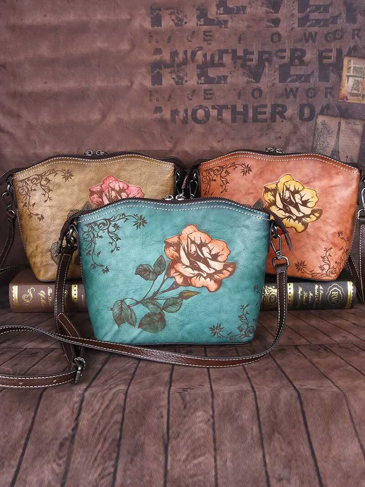 High Quality Retro Cowhide Women Crossbody Bags