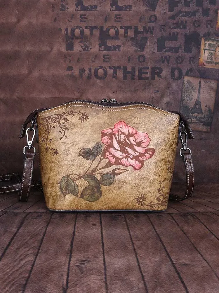 High Quality Retro Cowhide Women Crossbody Bags