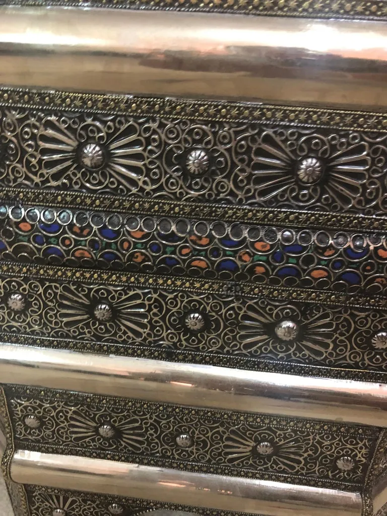 Hollywood Regency Style Filigree Design Octagonal Silver Center or Side Table