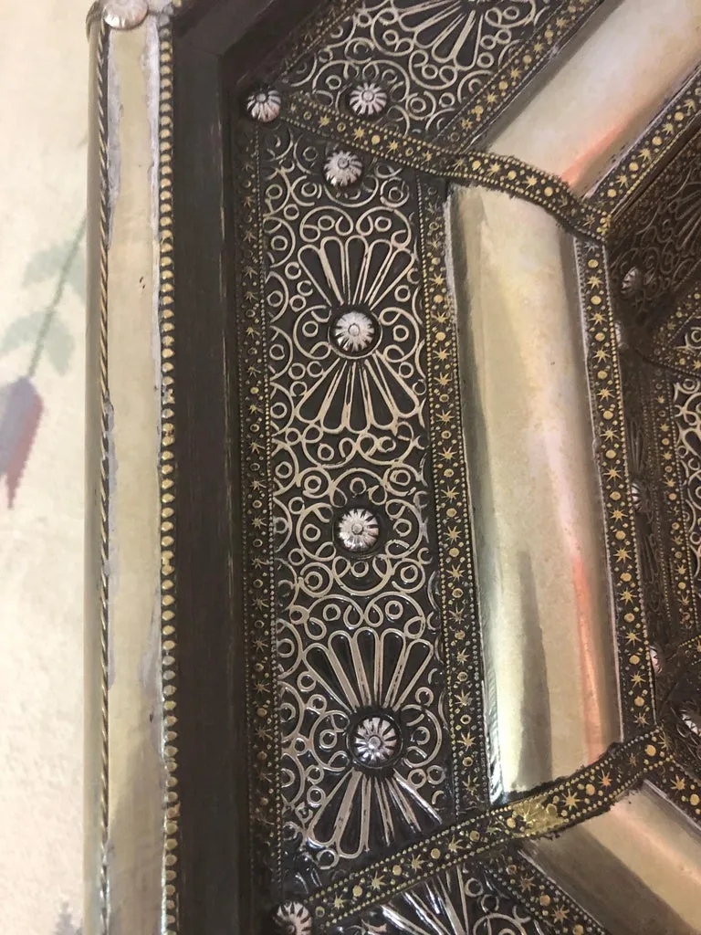 Hollywood Regency Style Filigree Design Octagonal Silver Center or Side Table