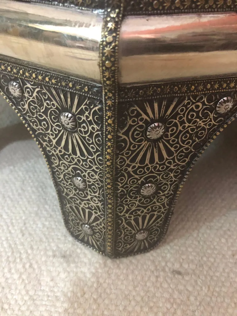 Hollywood Regency Style Filigree Design Octagonal Silver Center or Side Table