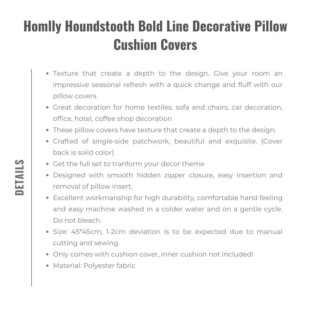 Homlly Houndstooth Bold Line Decorative Pillow Cushion Covers