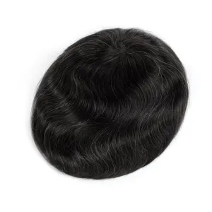 Human Hair Thin Skin V-loop Natural Color 5% Grey Hair Systems