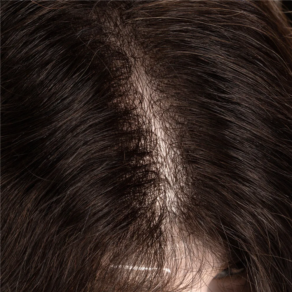 Human Hair V-loop Thin Skin Natural Black Men Toupees