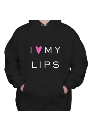 I Love My Lips Black Pullover Hoodie