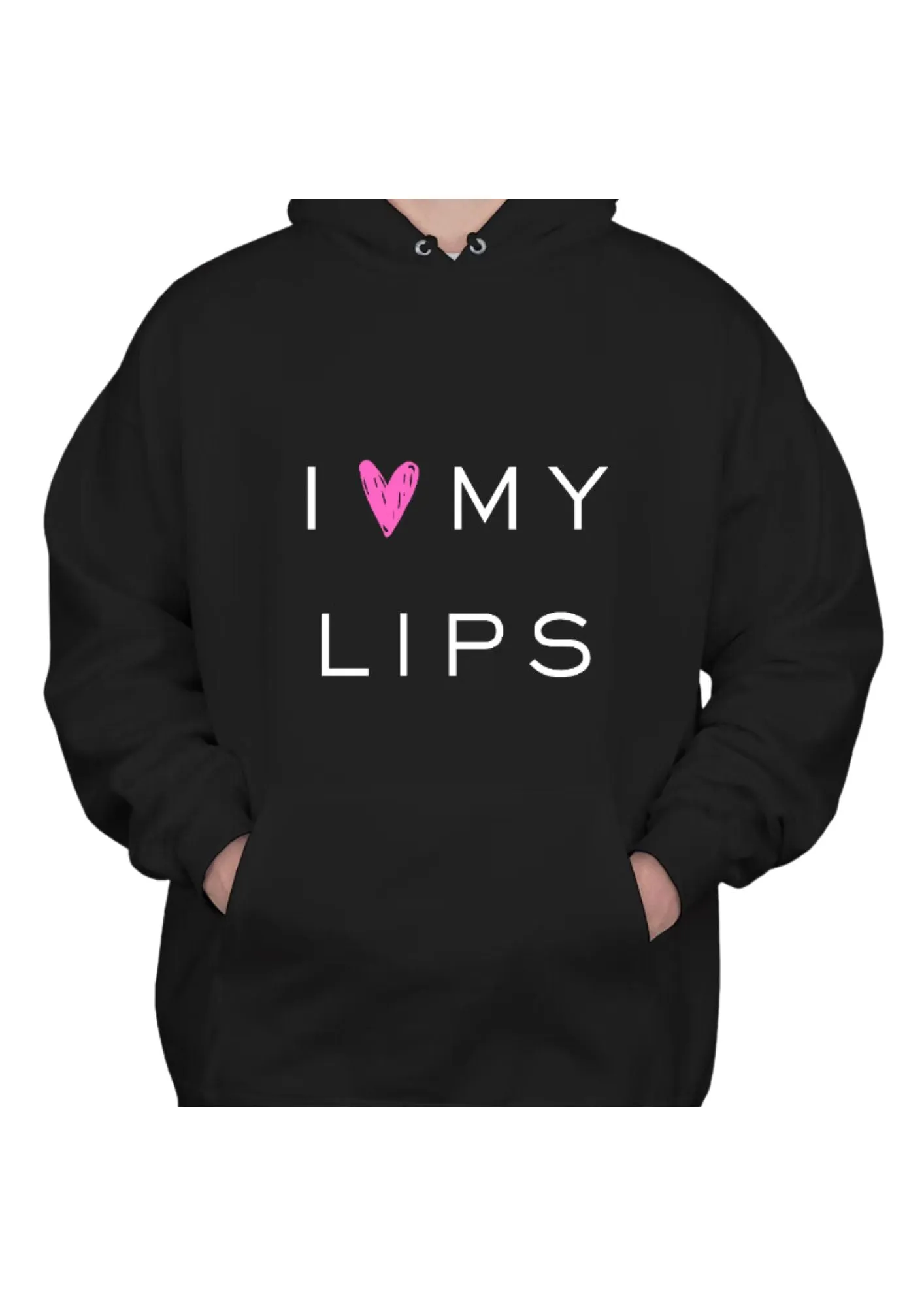 I Love My Lips Black Pullover Hoodie