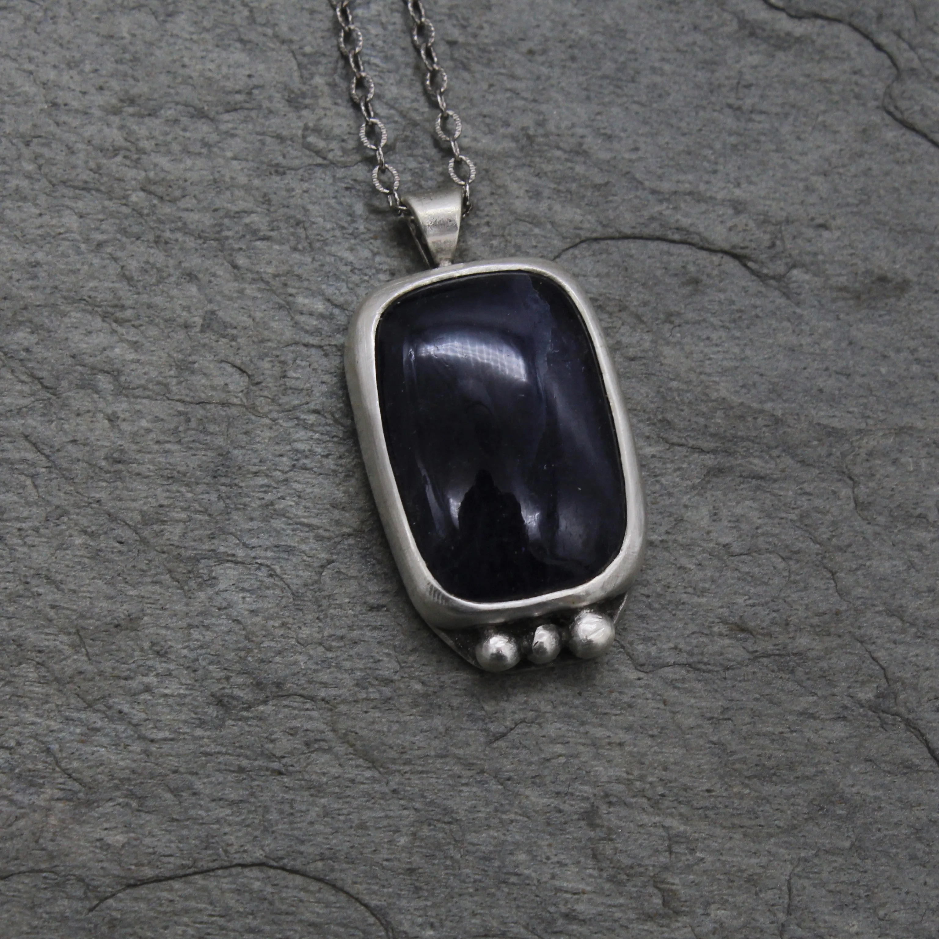 Iolite Puffy Rectangle Necklace