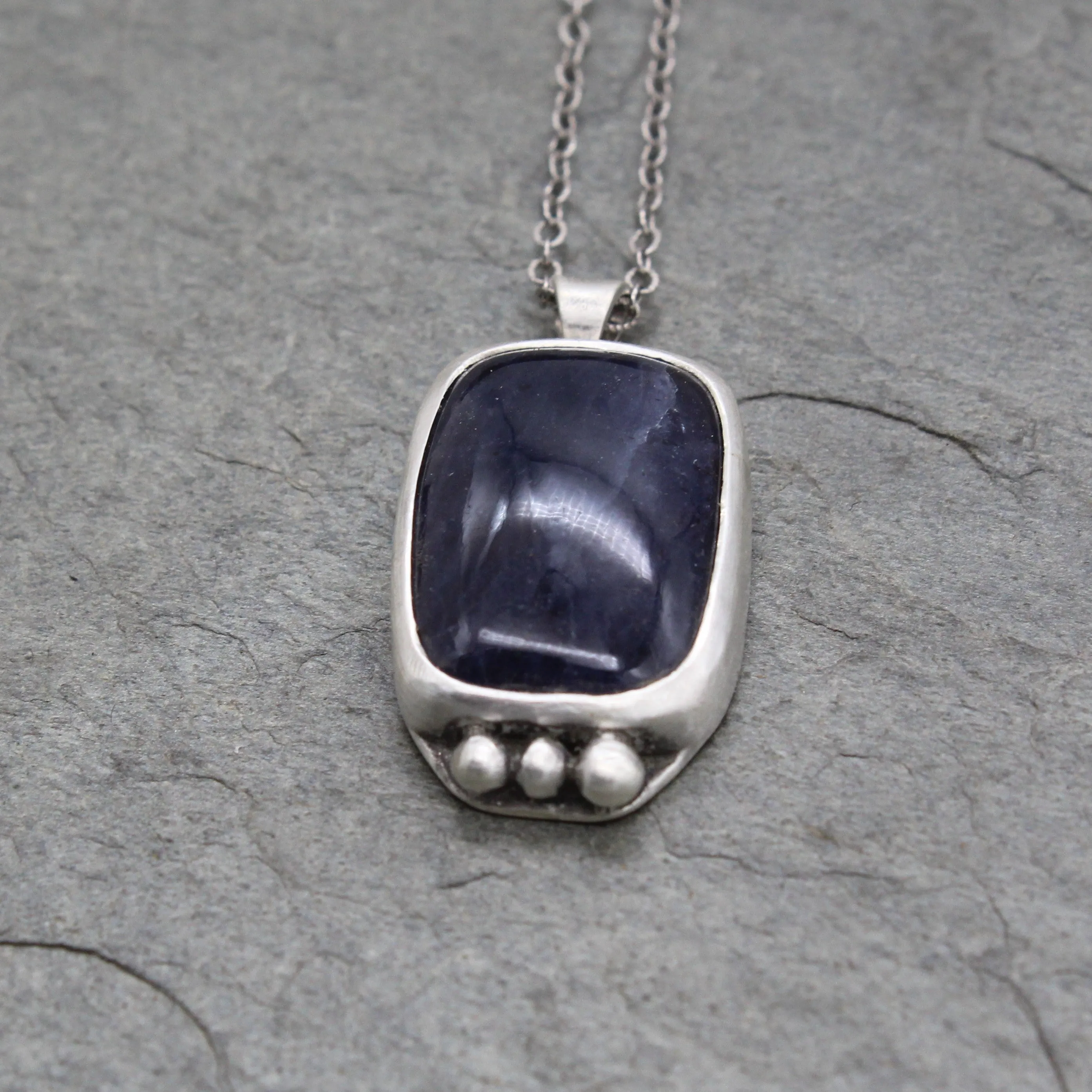 Iolite Puffy Rectangle Necklace