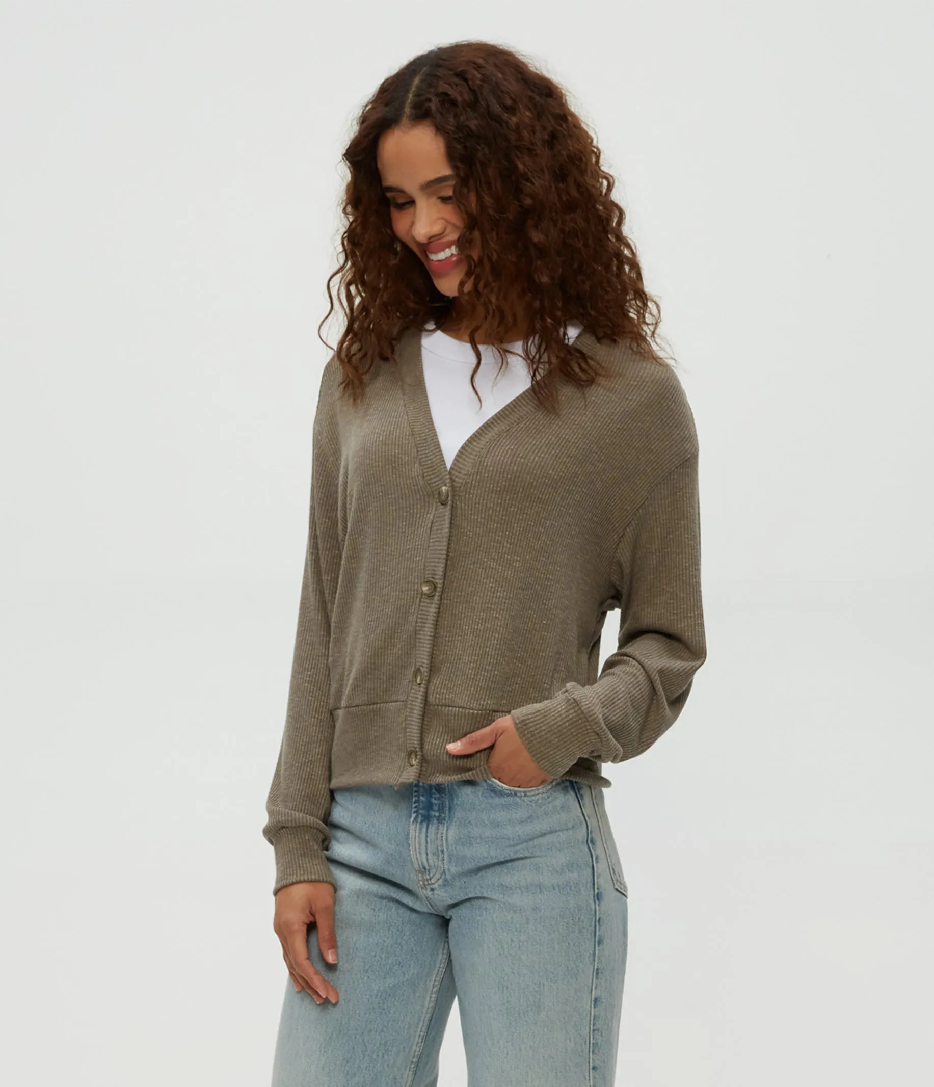 Isla V-Neck Ribbed Cardigan