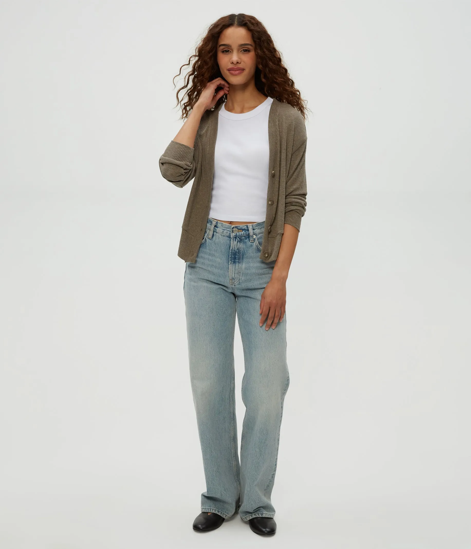 Isla V-Neck Ribbed Cardigan