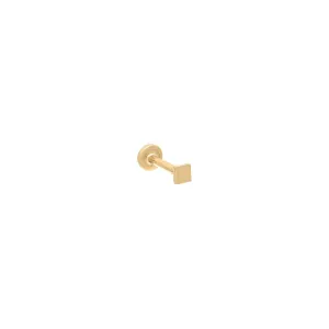 Itty Bitty Flat Square Threaded Stud Earring 14K