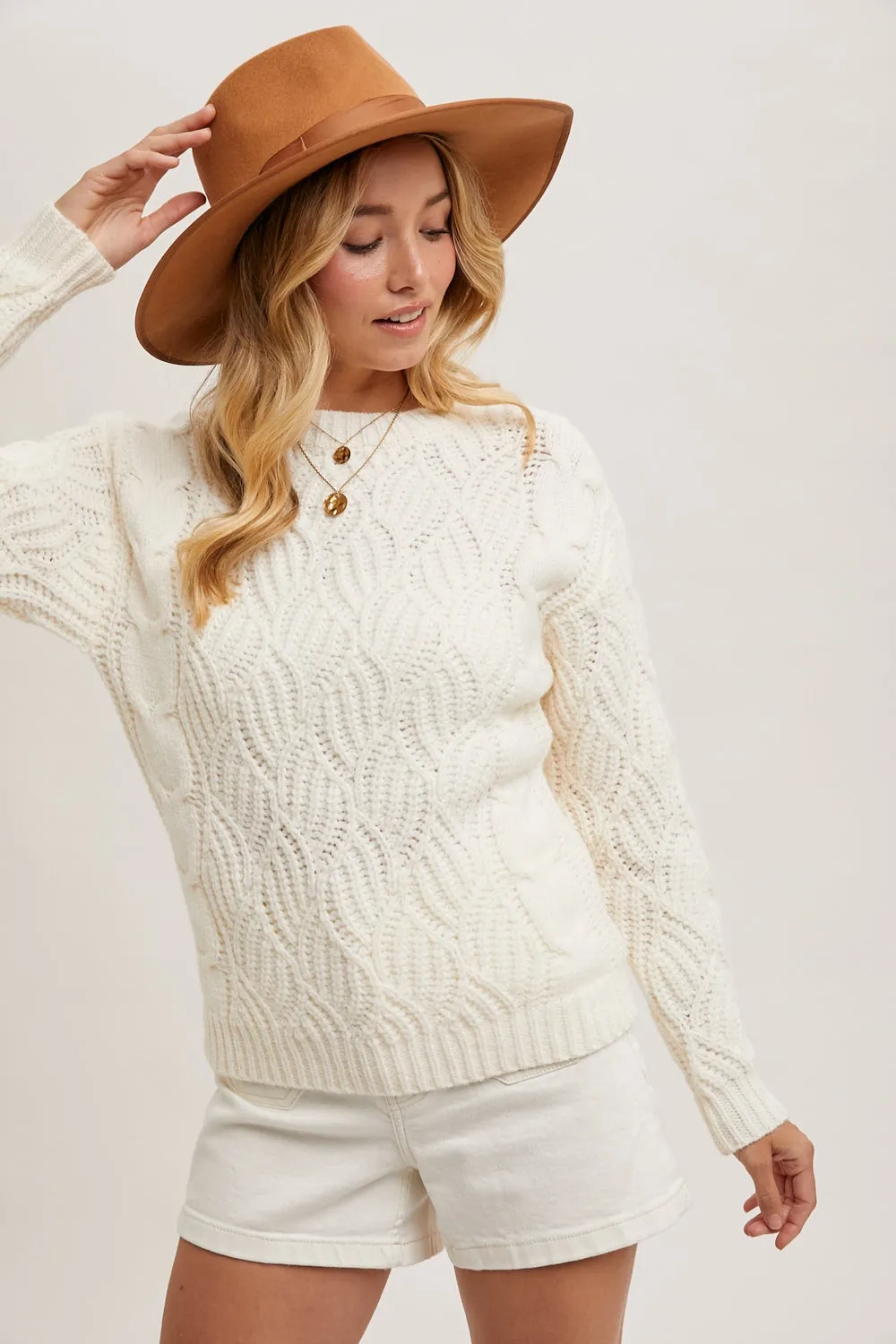 Ivory Twisted Knit Sweater *