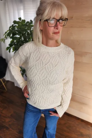 Ivory Twisted Knit Sweater *