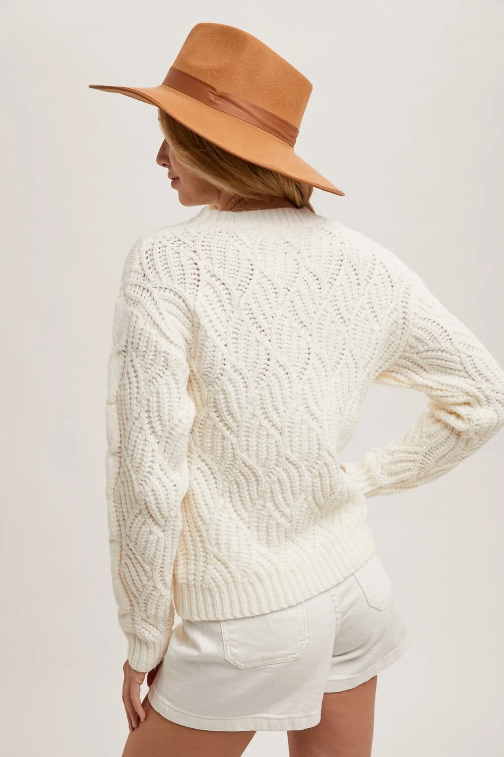 Ivory Twisted Knit Sweater *