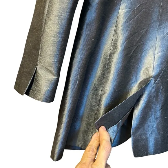 J. Peterman Totally Rational Jetset Blazer Silk Metallic Silver Sz 2 Unique