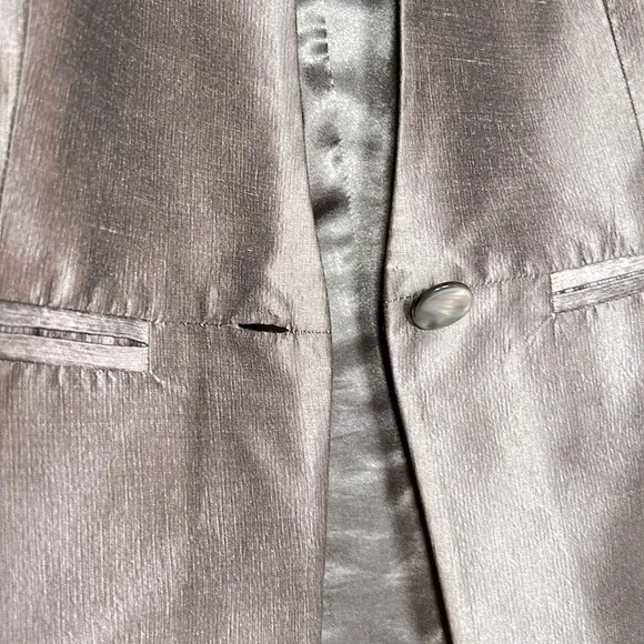 J. Peterman Totally Rational Jetset Blazer Silk Metallic Silver Sz 2 Unique