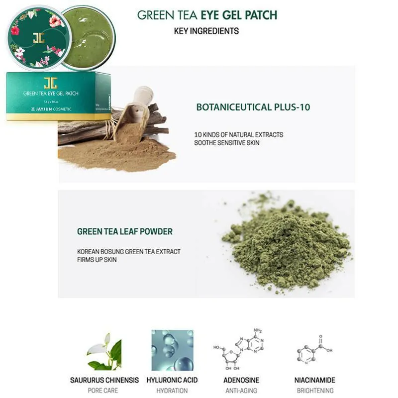 JAYJUN Green Tea / Roselle Hydrogel Eye Gel Patch 60pcs
