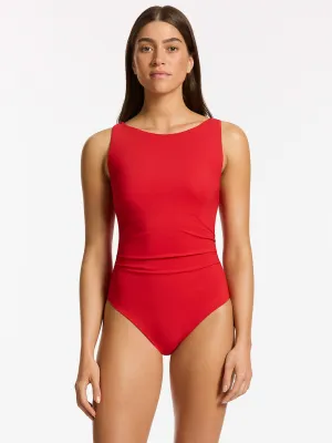 Jetset Boat Neck One Piece in Rosso