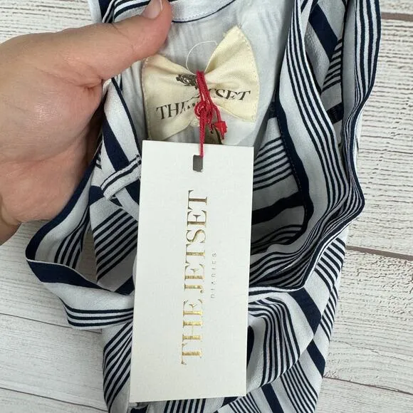 Jetset Diaries Women's White Blue Stripe Her Allies Wrap Maxi Skirt Size Large