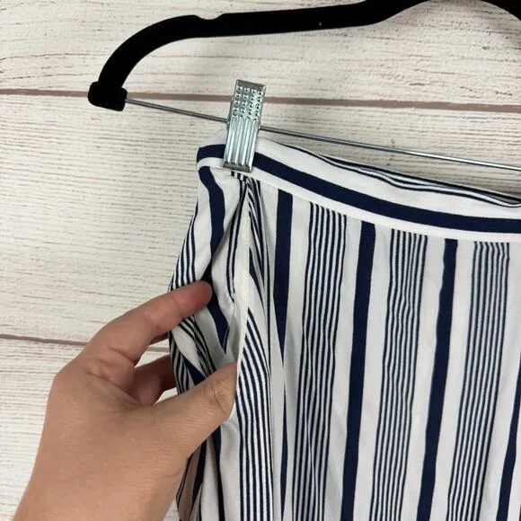 Jetset Diaries Women's White Blue Stripe Her Allies Wrap Maxi Skirt Size Large