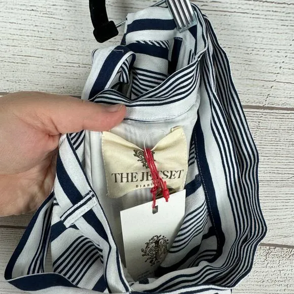 Jetset Diaries Women's White Blue Stripe Her Allies Wrap Maxi Skirt Size Large