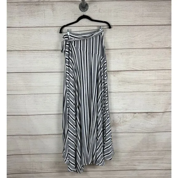 Jetset Diaries Women's White Blue Stripe Her Allies Wrap Maxi Skirt Size Large
