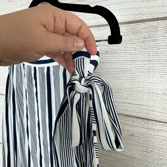 Jetset Diaries Women's White Blue Stripe Her Allies Wrap Maxi Skirt Size Large
