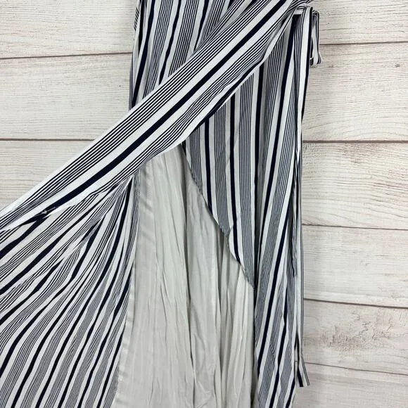Jetset Diaries Women's White Blue Stripe Her Allies Wrap Maxi Skirt Size Large