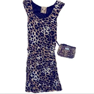 Jetset Leopard Cocktail Dress Medium (M) paired with Nine West Wristlet