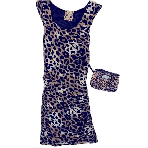 Jetset Leopard Cocktail Dress Medium (M) paired with Nine West Wristlet