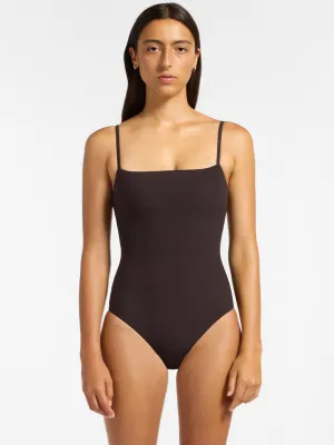 Jetset Minimal Tank One Piece In Chocolate