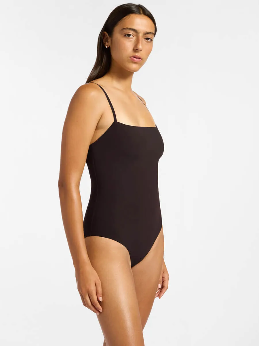 Jetset Minimal Tank One Piece In Chocolate