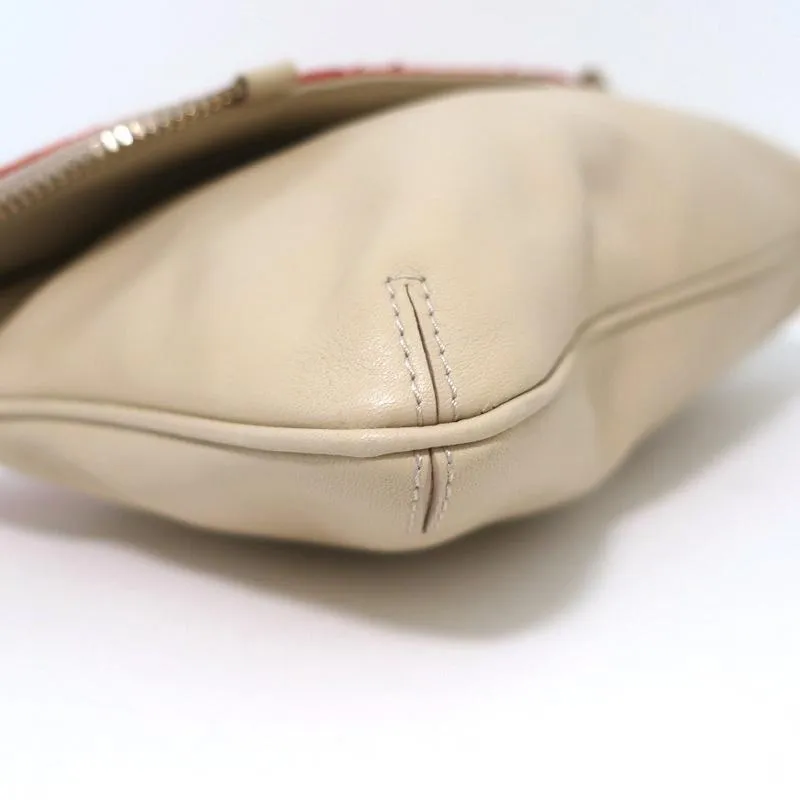 Jimmy Choo Flap Clutch Bicolor Beige Leather & Orange Snakeskin Small Bag