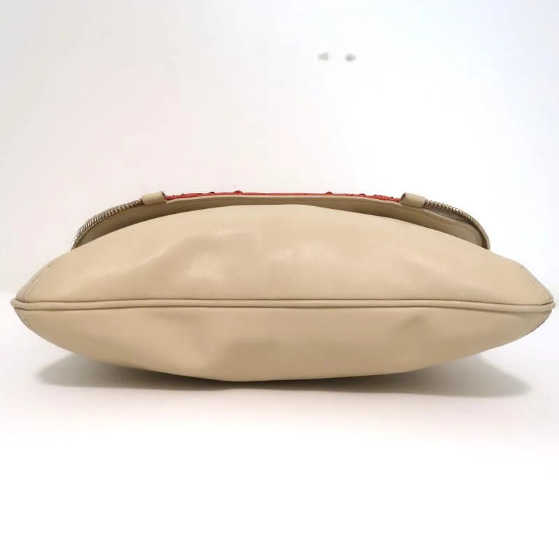 Jimmy Choo Flap Clutch Bicolor Beige Leather & Orange Snakeskin Small Bag