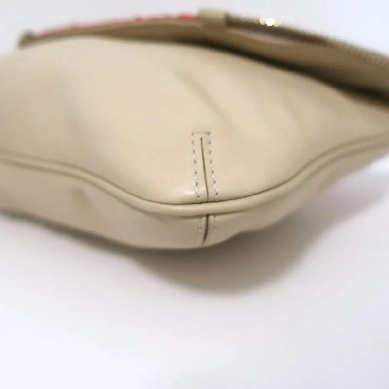 Jimmy Choo Flap Clutch Bicolor Beige Leather & Orange Snakeskin Small Bag