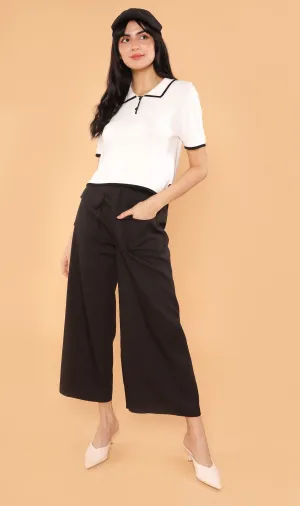 JUNO Boxy Knit Polo (White)