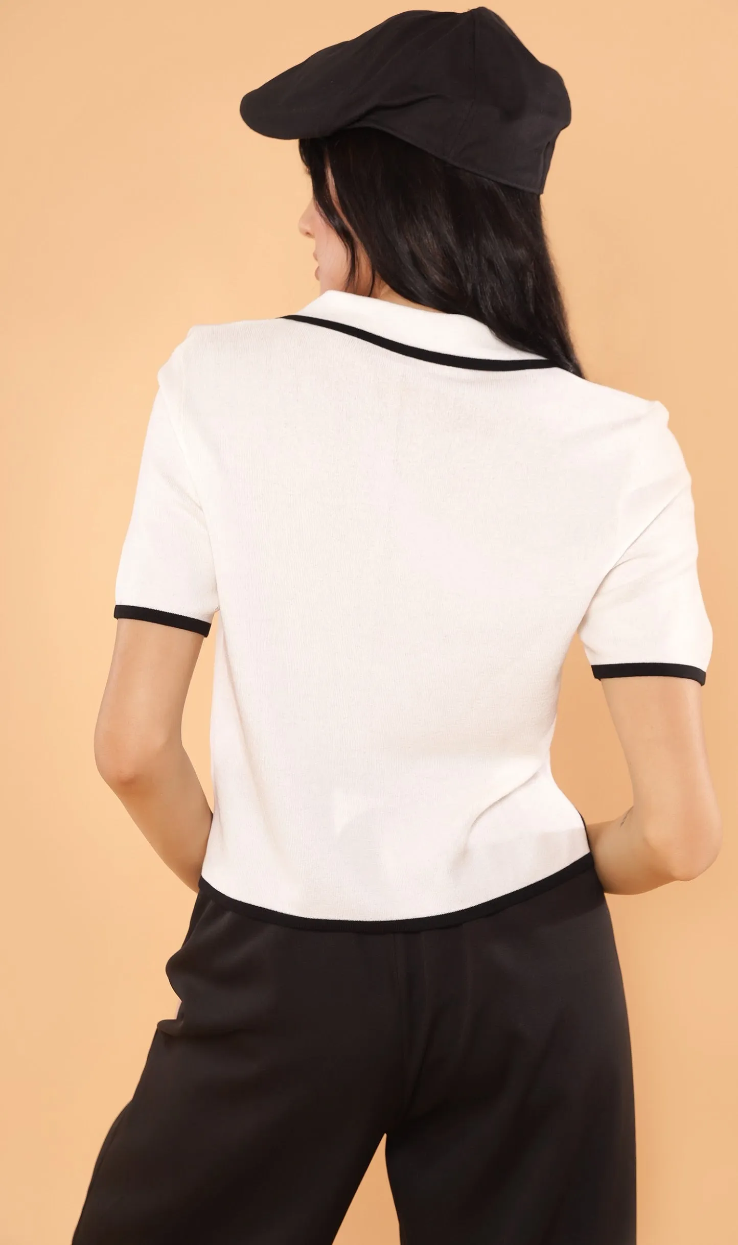 JUNO Boxy Knit Polo (White)