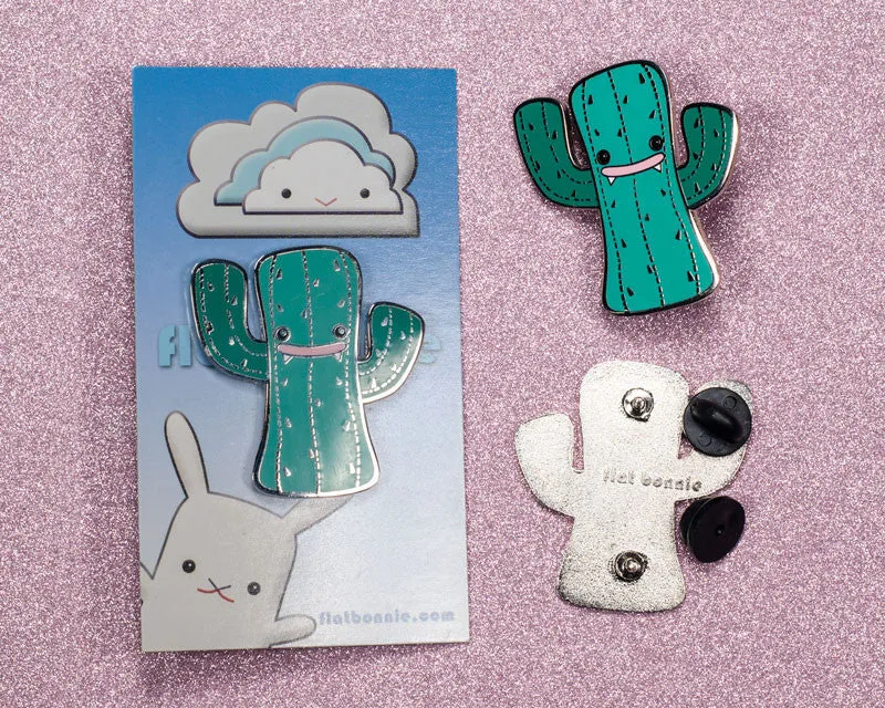 Kawaii Cactus enamel pin - Cute hard enamel pin - Cloisonné lapel pin