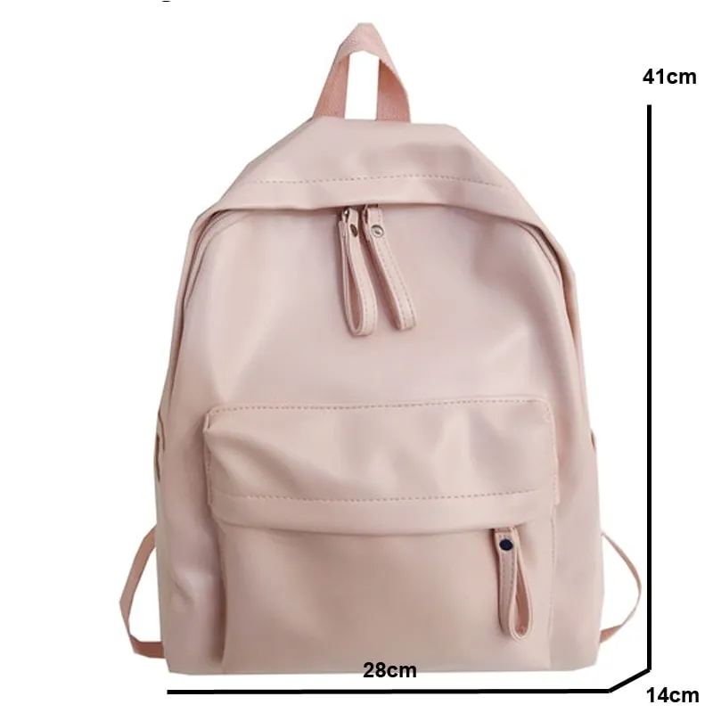 Kawaii Preppy Style Leather Backpack