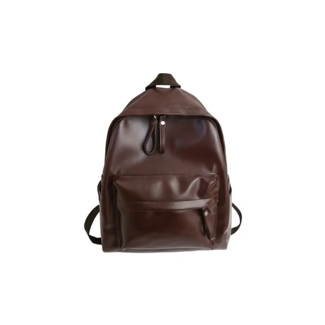 Kawaii Preppy Style Leather Backpack