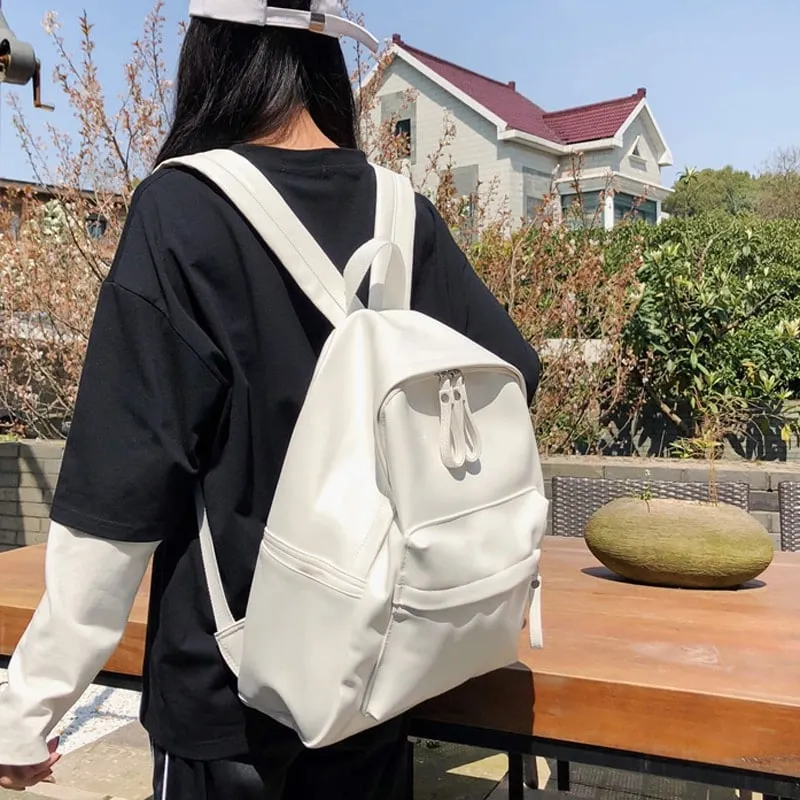 Kawaii Preppy Style Leather Backpack
