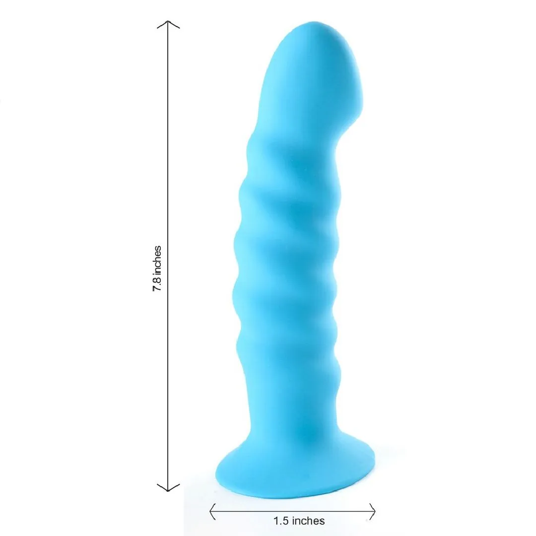 Kendall Firm Silicone 8 Inch Ribbed Dildo - Blue