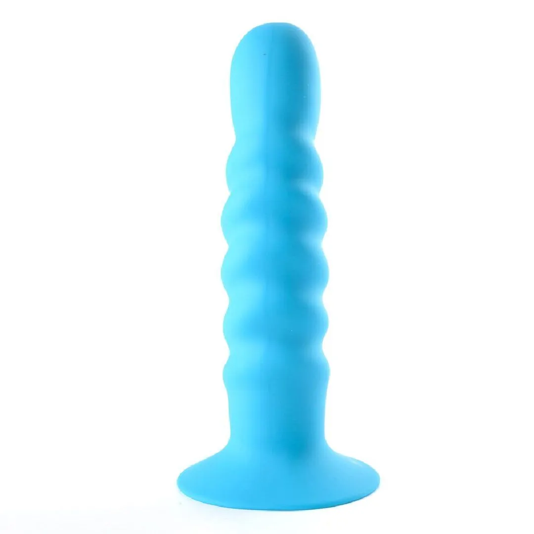 Kendall Firm Silicone 8 Inch Ribbed Dildo - Blue