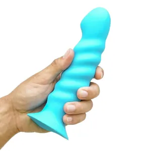 Kendall Firm Silicone 8 Inch Ribbed Dildo - Blue