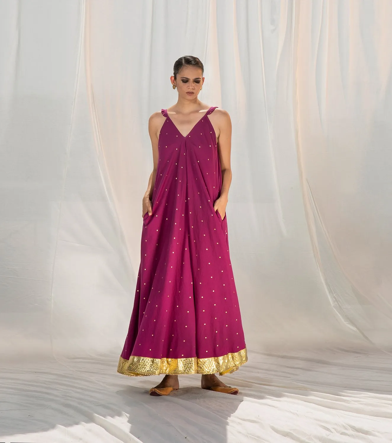 Khara Kapas   I   Jamun Flared Maxi