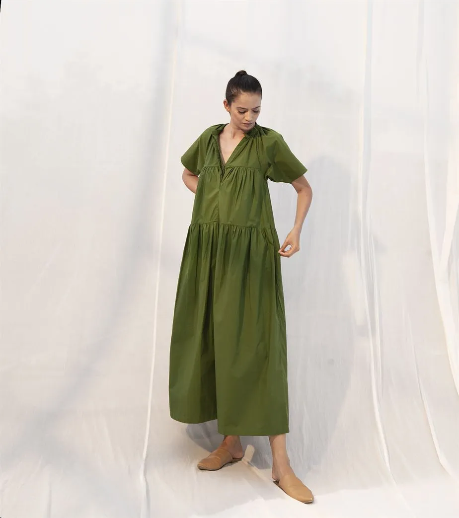 Khara Kapas   I   Meadow Dress     Sienna Collection Fern Green KK-PF21-17