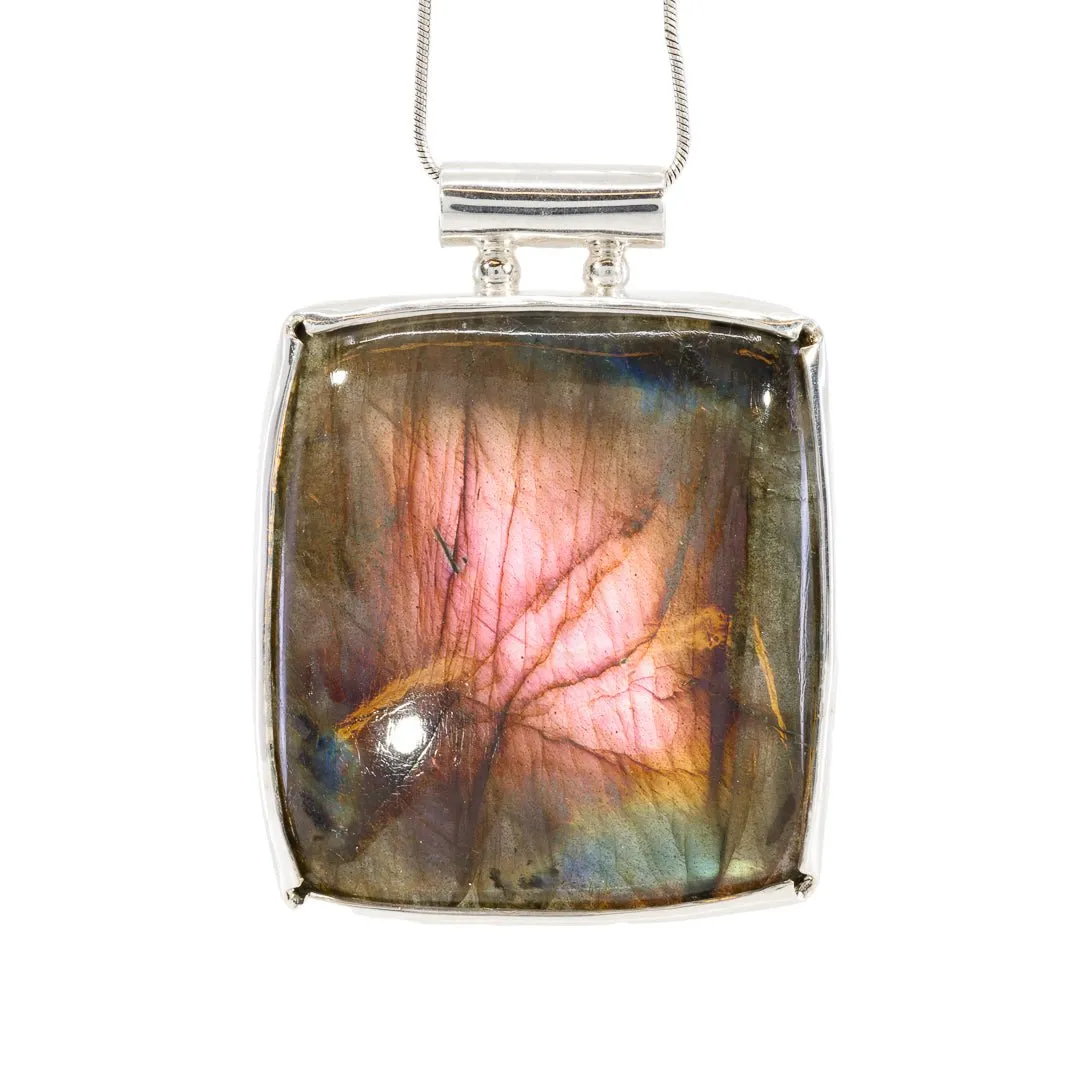 Labradorite 112.2 Carat Sterling Silver Hand Crafted Pendant