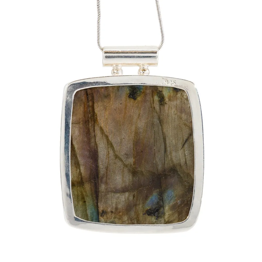 Labradorite 112.2 Carat Sterling Silver Hand Crafted Pendant