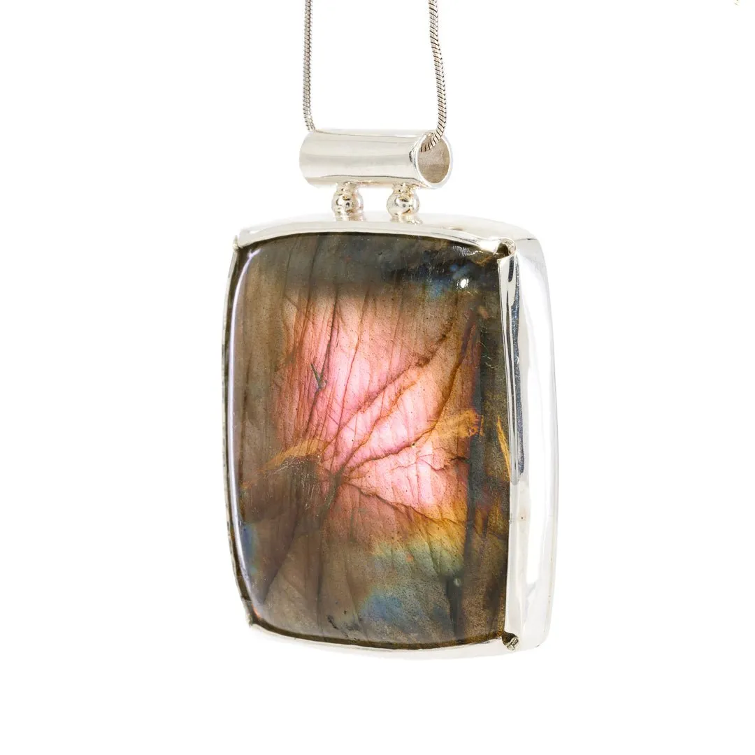 Labradorite 112.2 Carat Sterling Silver Hand Crafted Pendant